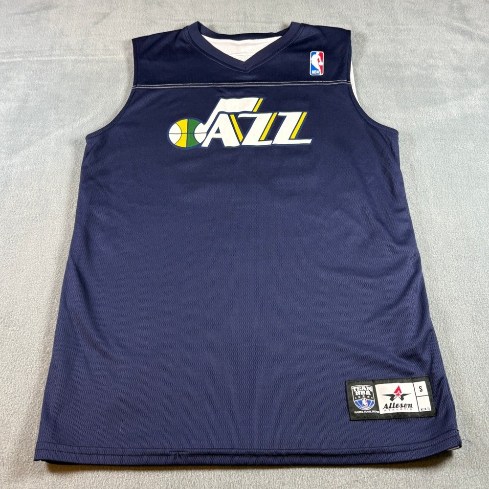 Alleson Athletic Utah Jazz Reversible Basketball Jersey Navy White Mens Small 24